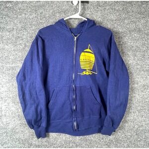 Vtg Michigan Wolverines Hoodie Mens M Blue Zip Up Sweatshirt Sailing 80s Preppy